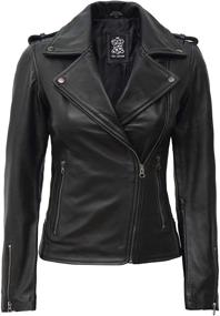 img 3 attached to 🧥 Blingsoul Brown Ladies Leather Jacket - Authentic Lambskin Women's Motorcycle Leather Jackets