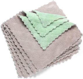 img 4 attached to Kimteny Microfiber Washcloths Dishtowels Green Grey