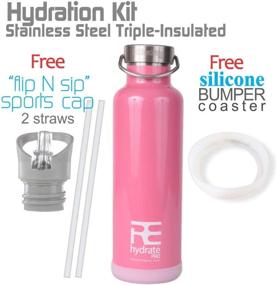 img 1 attached to 💧 Rehydrate Pro Pink Junior Kids Insulated Stainless Steel Eco-Friendly Travel Hydration Flask with Flip N Sip Sports Cap - 11.83 Oz/350ml