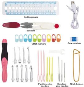 img 3 attached to 🧶 BCMRUN Lighted Crochet Hooks Set with Rechargeable LED Lights for Arthritic Hands - 9 Piece Set in Blue Case (Rose-red)