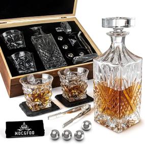 img 4 attached to 🥃 Optimized Whiskey Decanter Gift Set for Men: Whiskey Decanter, 2 Twisted Whiskey Glasses, 4 Stainless Steel Chilling Whiskey Balls, 2 Slate Coasters - Ideal for Dad, Husband, Boyfriend