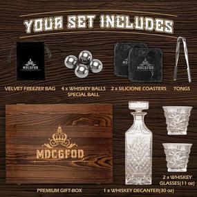 img 3 attached to 🥃 Optimized Whiskey Decanter Gift Set for Men: Whiskey Decanter, 2 Twisted Whiskey Glasses, 4 Stainless Steel Chilling Whiskey Balls, 2 Slate Coasters - Ideal for Dad, Husband, Boyfriend