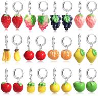 🍓 damleng 12 pairs creative cute simulation fruits dangle drop earrings sets - handmade lemon strawberry hoop earrings for women and girls jewelry gifts logo