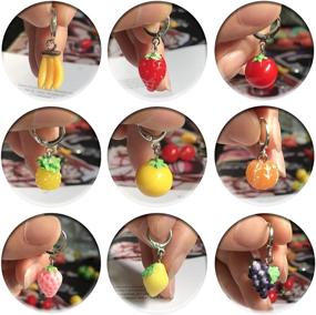 img 2 attached to 🍓 DAMLENG 12 Pairs Creative Cute Simulation Fruits Dangle Drop Earrings Sets - Handmade Lemon Strawberry Hoop Earrings for Women and Girls Jewelry Gifts