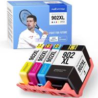 🖨️ high-quality replacement ink cartridge set for hp 902xl (black, cyan, magenta, yellow, 4-pack) compatible with officejet pro 6978 6968 6958 6950 6960 6970 6975 logo