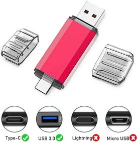 img 1 attached to 64 ГБ USB C Флеш-накопитель, 2-в-1 OTG USB 3.0 и USB C флэш-накопитель Dual Type C Флеш-накопитель Флеш-драйв для смартфонов с USB-C, планшетов, ПК, компьютеров, MacBook, Google Pixel XL - красный