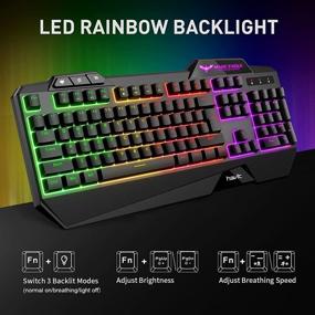 img 3 attached to 🎮 havit Wired Gaming Keyboard Mouse Combo: LED Rainbow Backlit, Ergonomic Wrist Rest, 4800 DPI for Windows & Mac PC Gamers (Black)
