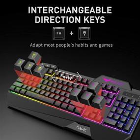 img 2 attached to 🎮 havit Wired Gaming Keyboard Mouse Combo: LED Rainbow Backlit, Ergonomic Wrist Rest, 4800 DPI for Windows & Mac PC Gamers (Black)