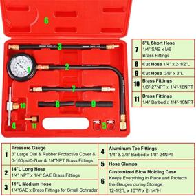 img 3 attached to 🚗 Инструмент JIFETOR для проверки давления насоса топливной инжекции: эффективный набор для тестирования давления бензина в автомобиле, топливных инжекторов, с манометром 0-100PSI - универсальный для автомобилей, грузовиков, внедорожников, мотоциклов, квадроциклов и домов на колесах.