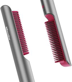 img 4 attached to Mixcolor Hair Straightener Brush - Fast Heating Up in 30s, 4 Temp Settings, Anti-Scald - Professional Salon Quality for Home, Travel, and Salon Use - Silver