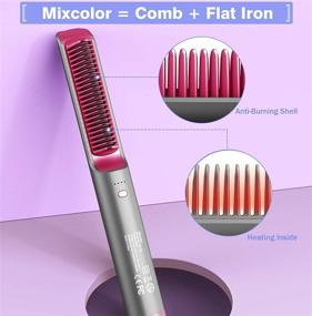 img 3 attached to Mixcolor Hair Straightener Brush - Fast Heating Up in 30s, 4 Temp Settings, Anti-Scald - Professional Salon Quality for Home, Travel, and Salon Use - Silver