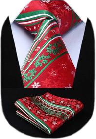 img 4 attached to 🎄 Christmas Snowflake Necktie Pocket: Enhance Your Men's Accessories Collection with HISDERN