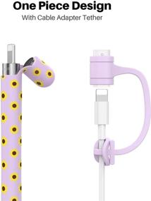 img 1 attached to NIUTRENDZ Sunflower Case For Apple Pencil 1St Generation Cover Silicone Sleeve Protector Skin Accessories With Cable Adapter Tether (Lavender)