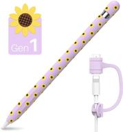 niutrendz sunflower case for apple pencil 1st generation cover silicone sleeve protector skin accessories with cable adapter tether (lavender) logo