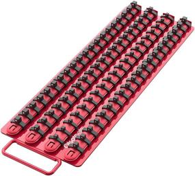 img 4 attached to 🧰 Olsa Tools Portable Socket Organizer Tray with Red Rails and Black Clips - Holds 80 Sockets, Professional Grade Socket Holder