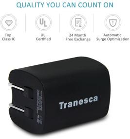 img 1 attached to 🔌 Tranesca Dual USB Port Wall Charger for iPhone X/8/7/6S/6S Plus/6 Plus/6, Samsung Galaxy S9/S8/S7/S6/S5 Edge, LG, HTC, Moto, Kindle and More - Black with Foldable Plug