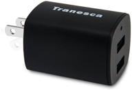 🔌 tranesca dual usb port wall charger for iphone x/8/7/6s/6s plus/6 plus/6, samsung galaxy s9/s8/s7/s6/s5 edge, lg, htc, moto, kindle and more - black with foldable plug logo