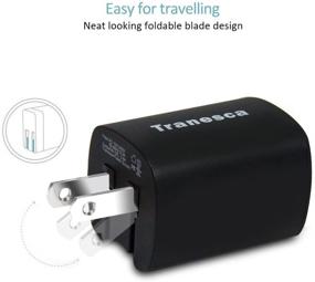 img 2 attached to 🔌 Tranesca Dual USB Port Wall Charger for iPhone X/8/7/6S/6S Plus/6 Plus/6, Samsung Galaxy S9/S8/S7/S6/S5 Edge, LG, HTC, Moto, Kindle and More - Black with Foldable Plug