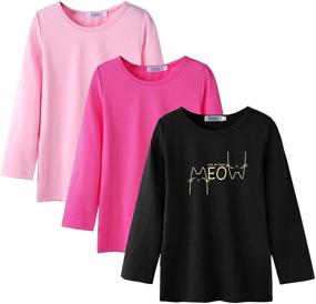 img 4 attached to 👕 Arshiner Kids Long Sleeve Tees Girls 3 Pack - 3pcs Shirts for 4-12 Years