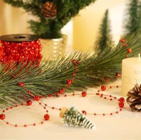 img 3 attached to 🎄 65.6 Ft Red Christmas Tree Beads Garland Plastic Pearl Strands Chain - Ideal for Christmas Wedding Decoration