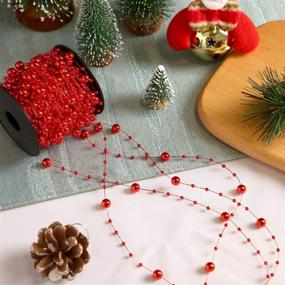 img 2 attached to 🎄 65.6 Ft Red Christmas Tree Beads Garland Plastic Pearl Strands Chain - Ideal for Christmas Wedding Decoration