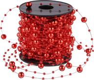 🎄 65.6 ft red christmas tree beads garland plastic pearl strands chain - ideal for christmas wedding decoration logo