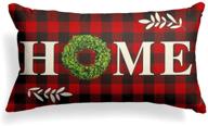 🏡 avoin farmhouse boxwood wreath home throw pillow cover - christmas valentine's day buffalo check plaid, 12 x 20 inch cushion case decoration for sofa couch logo