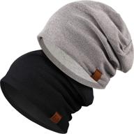 🧣 syhood winter warm slouchy knit beanie hat - 2-piece set, oversized skull cap for men and women logo