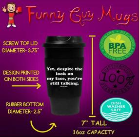 img 3 attached to 😑 Funny Guy Mugs 16oz Yet Despite The Look On My Face You're Still Talking Travel Tumbler - Black with Removable Insulated Silicone Sleeve