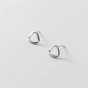 img 1 attached to 🔺 Geometric Triangle Small Stud Earrings | Minimalist S925 Sterling Silver Hollow Cartilage Studs | Hypoallergenic Fashion Jewelry for Women and Girls - Perfect Gift