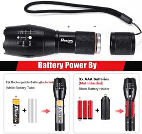 img 3 attached to 🔦 PHIXTON Tactical LED Flashlight High Lumen, Powerful L2 LED Handheld Flashlight for Emergency Camping, Super Bright 5000 lm Zoomable Aluminium Flashlight with Rechargeable Battery - Ideal Dark Walk Gift