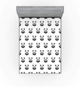 img 3 attached to 🐼 Ambesonne Panda Bear Mascots Tattoo Fitted Sheet - Portraits Pattern in Black and White - Soft Decorative Fabric Bedding with All-Round Elastic Pocket - Queen Size, White Black