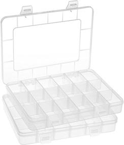 img 4 attached to 📦 Bluedale 2 Pack Plastic Organizer Box with Adjustable Dividers- Ideal for Jewelry, Art Crafts, Washi Tapes, Beads, and Small Parts - Compact Size: 7.9 x 6.3 x 1.2 inch