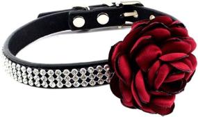 img 4 attached to Sparkling Rhinestone Dog Collar by PETFAVORITES - Festive Flower Leather Cat Collar with Crystal Accents for Dog Birthdays, Weddings and Special Occasions - Stylish Outfits and Accessories for Kitten, Puppy, Teacup Yorkie, and Chihuahua - Adjustable Fit