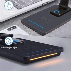 img 1 attached to 💡 Wireless Charger LED Desk Lamp with USB Port, Home Office Desk Lamp with Touch Slide Dimming, 10 Levels of Brightness and 5 Color Temperature, Eye Protection Learning Table Lamp with Night Light.