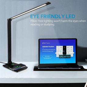 img 3 attached to 💡 Wireless Charger LED Desk Lamp with USB Port, Home Office Desk Lamp with Touch Slide Dimming, 10 Levels of Brightness and 5 Color Temperature, Eye Protection Learning Table Lamp with Night Light.