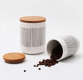 img 1 attached to Lawei 2 Pack Ceramic Food Storage Jars: 17 Oz with Bamboo Lids - Ideal Canisters for Coffee, Sugar, Tea, Spice and More