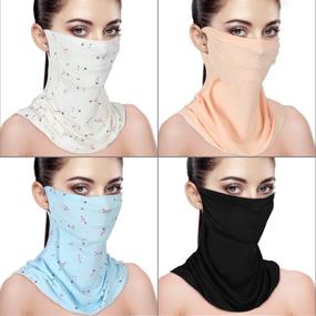 img 3 attached to Sun Protection Face Scarf Women - Floral White, Floral Blue, Black, Beige - Breathable UV Protection Bandana