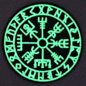 img 2 attached to Светящийся патч викингового компаса Vegvisir в темноте: вышивка скандинавского руна с тактическим крючком и петлей