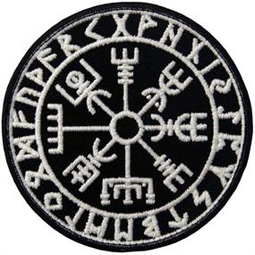 img 3 attached to Светящийся патч викингового компаса Vegvisir в темноте: вышивка скандинавского руна с тактическим крючком и петлей