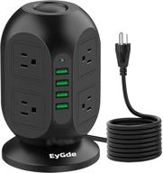 💡 ultimate power strip tower surge protector: eygde multi plug outlet with 8 ac sockets, 4 usb ports, and 10ft extension cord – perfect for home office, dorm room logo