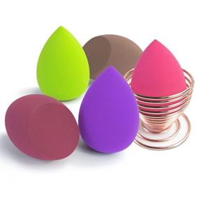 img 4 attached to 💄 Beauty Blender Set: Latex-Free Makeup Sponges (5pcs) with Sponge Holder (1pc)