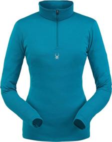 img 1 attached to 👚 Women's Spyder Tempting Zip T-Neck - Active Shirt with Long Sleeves