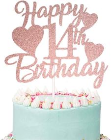 img 2 attached to 🎂 Rose Gold Happy 14th Birthday Cake Topper with Number 14 Candles - Perfect Girl 14th Birthday Party Decoration