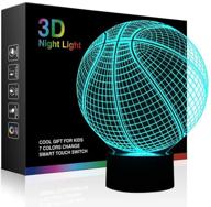 🏀 3d basketball illusion lamp - led night lights for kids birthday gift | 7 color changing touch switch | xmas decoration nightlight | children room bedroom decorations toys | sports theme fans логотип