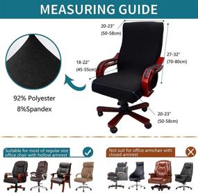 img 3 attached to JAJAYOBO Office Chair Covers: Stretchable, Machine Washable Slipcovers for 🪑 Computer Swivel, Boss, and Universal Rotating Chairs - Anti-Wrinkle, Black (Large)