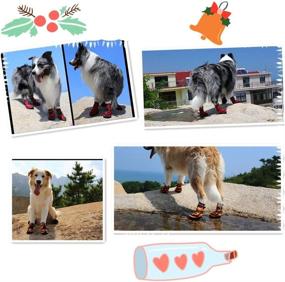 img 1 attached to 🐾 QBLEEV Waterproof Pet Shoes Boots: Breathable, Reflective Sole Protectors for Small Medium Large Dogs - 4 Pcs Red Blue Orange Labrador Husky