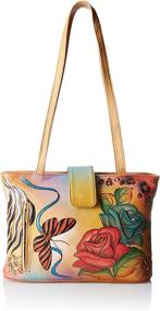 img 4 attached to Anna Anuschka Leather Butterfly Paradise Tote for Women - Shoulder Bag with Wallet