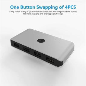 img 2 attached to 💻 USB 2.0 Switch Selector for 4 PCs, Share 4 USB Devices, One-Button Swapping: Keyboard, Mouse, Scanner, Printer, with 4 Pack USB A to A Cable