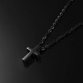 img 3 attached to Xianli Wang Simple Stainless Steel Cross Pendant: Perfect Small Necklace for Boys, Girls, and Women